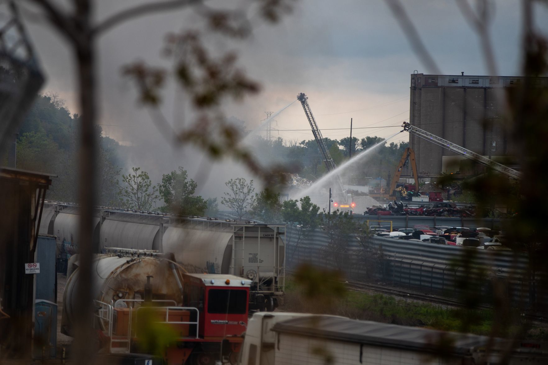 Salvage yard fire